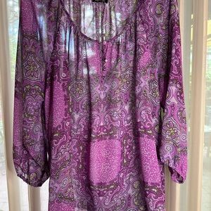 Apt 9 peasant sheer paisley tunic top